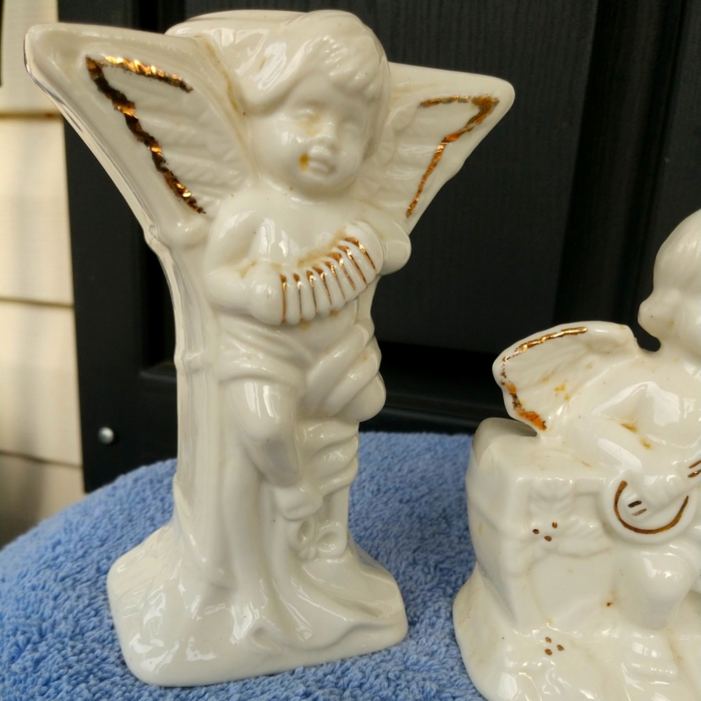 💥 "JOY" Ceramic Candle Holders ANGELS "Set Of 3 - Picture 2 of 14